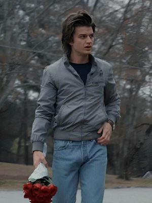 Stranger Things Joe Keery Bomber Grey Jacket