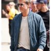 Brad Pitt F1 Movie 2025 Blue Suede Bomber Jacket