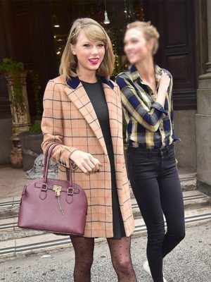 American Singer Taylor Swift Brown Plaid Coat
