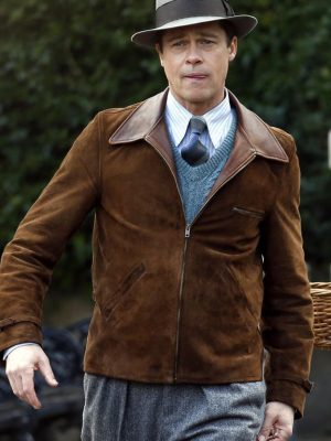 Brad Pitt Allied Max Vatan Suede Leather Jacket