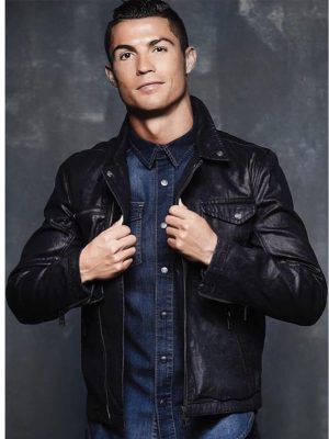 CR7 Cristiano Ronaldo Black Leather Jacket