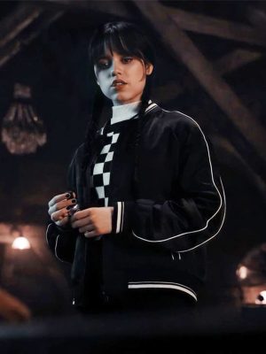 Jenna Ortega Wednesday Black Satin Jacket
