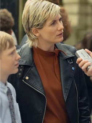 Jodie Whittaker Toxic Town S01 Susan McIntyre Black Biker Leather Jacket