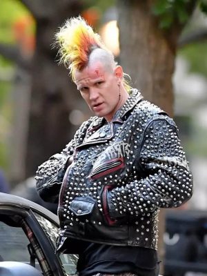 Matt Smith Caught Stealing 2025 Studded Leather Jacket