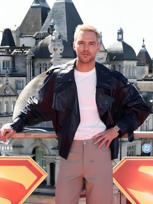Nicholas Hoult Superman Premiere Black Leather Jacket