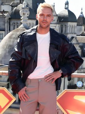 Nicholas Hoult Superman Premiere Black Leather Jacket