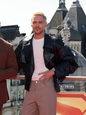 Nicholas Hoult Superman Premiere Black Leather Jacket