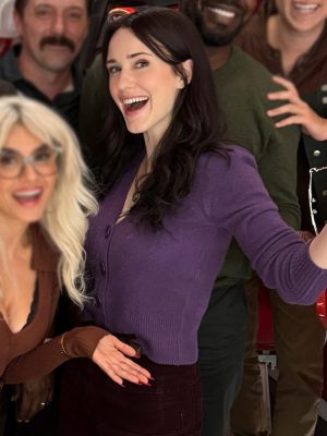 Rachel Brosnahan Superman 2025 Lois Lane Purple Cardigan
