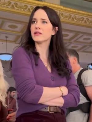 Rachel Brosnahan Superman 2025 Lois Lane Purple Cardigan