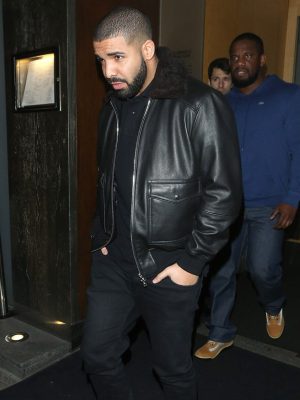 Rapper Drake Bomber Style Black Leather Jacket