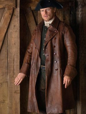 Sam Heughan Outlander Season 5 Jamie Fraser Brown Leather Coat