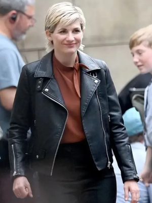 Jodie Whittaker Toxic Town S01 Susan McIntyre Black Biker Leather Jacket