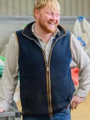 Kaleb Cooper Clarkson’s Farm S4 Blue Wool Vest