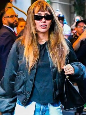 Miley Cyrus NYC 2025 Black Bomber Polyester Jacket