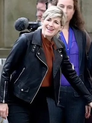 Jodie Whittaker Toxic Town S01 Susan McIntyre Black Biker Leather Jacket