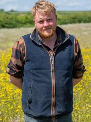 Kaleb Cooper Clarkson’s Farm S4 Blue Wool Vest