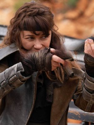 Afterburn 2025 Olga Kurylenko Suede Leather Jacket