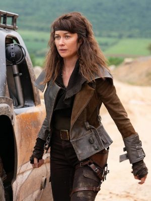 Afterburn 2025 Olga Kurylenko Suede Leather Jacket