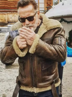 Arnold Schwarzenegger Brown Leather Jacket