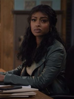 Daphne High Potential Green Leather Jacket