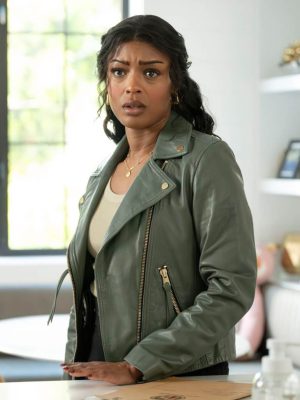 Daphne High Potential Green Leather Jacket