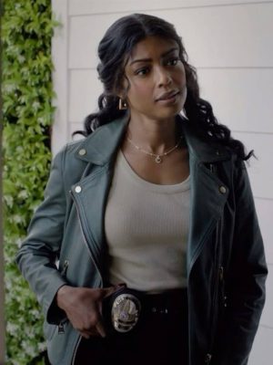 Daphne High Potential Green Leather Jacket