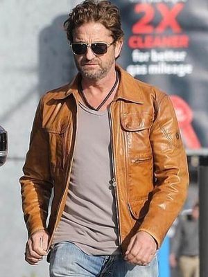 Gerard Butler In the Hand of Dante Tan Brown Leather Jacket