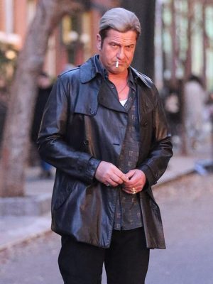 In the Hand of Dante Gerard Butler Black Leather Coat