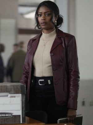Javicia Leslie High Potential Purple Leather Blazer