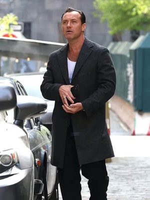 Jude Law Black Rabbit Black Wool Coat