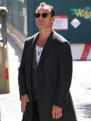 Jude Law Black Rabbit Black Wool Coat