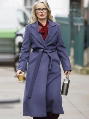 Julie Delpy Hostage 2025 Vivienne Toussaint Purple Trench Coat