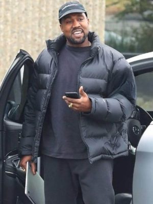 Kanye West Black Puffer Jacket Outfit