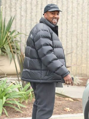 Kanye West Black Puffer Jacket Outfit