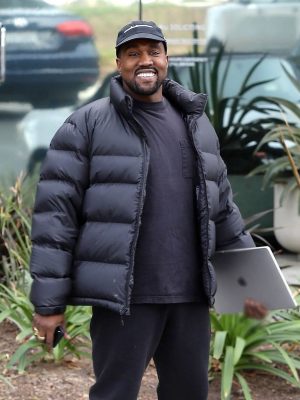 Kanye West Black Puffer Jacket Outfit