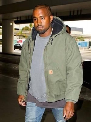 Kanye West Green Cotton Jacket Outfit