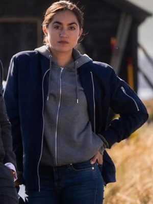 Lynley S01 Sofia Barclay Blue Bomber Jacket