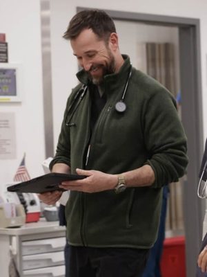 Noah Wyle The Pitt 2025 Green Wool Jacket