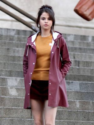 Selena Gomez A Rainy Day in New York Hooded Coat