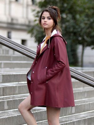 Selena Gomez A Rainy Day in New York Hooded Coat
