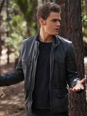 Stefan Salvatore The Vampire Diaries Black Leather Jacket