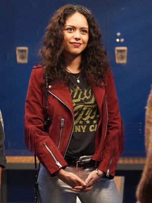 The Rookie Alyssa Diaz Maroon Biker Suede Jacket