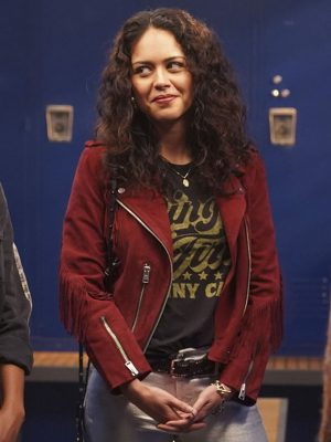 The Rookie Alyssa Diaz Maroon Biker Suede Jacket