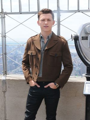 Tom Holland Brown Suede Jacket Outfit