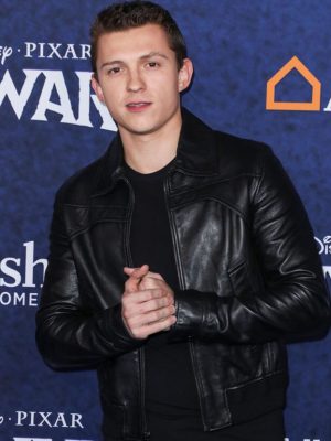 Tom Holland Classic Black Leather Jacket