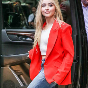 American Singer Sabrina Carpenter Red Wool Blazer