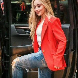 American Singer Sabrina Carpenter Red Wool Blazer