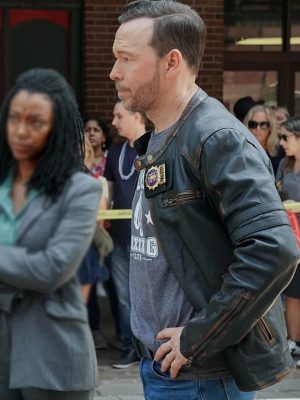 Boston Blue 2025 Donnie Wahlberg Black Leather Jacket