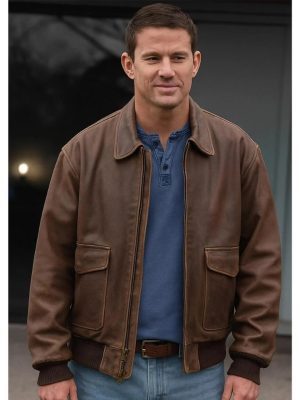 Channing Tatum Roofman 2025 Jeffrey Manchester Leather Jacket