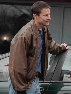Channing Tatum Roofman 2025 Jeffrey Manchester Leather Jacket